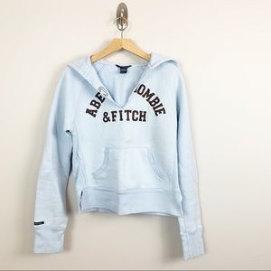 ABERCROMBIE & FITCH light blue w/brown hoodie